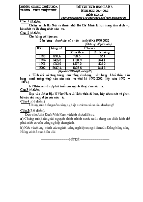Đề thi thử học sinh giỏi lần 3 năm học 2014-2015 môn địa lí